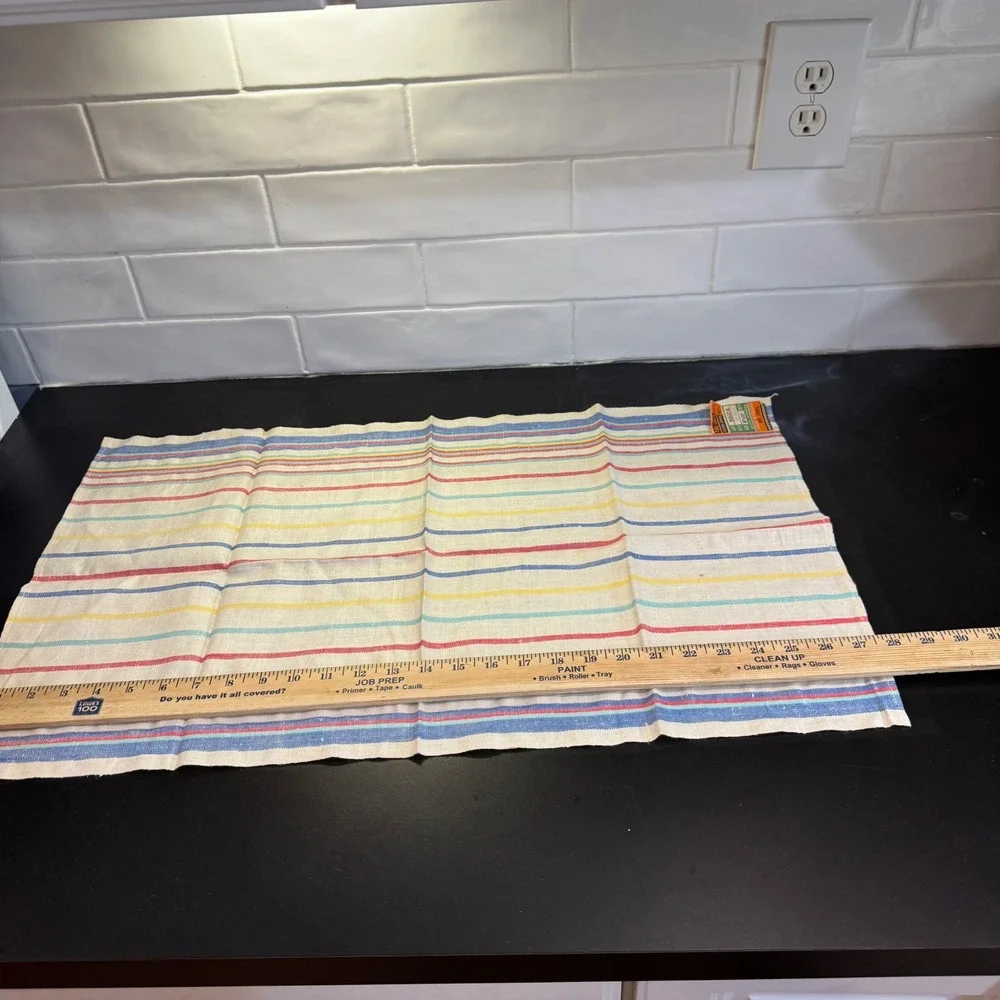 Magda Tea Towels Set of 2 Multi-Color Vintage Linen Cotton Polish Stripes